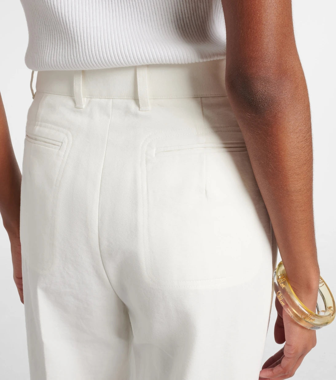 Chloé - High-rise cotton canvas flared pants