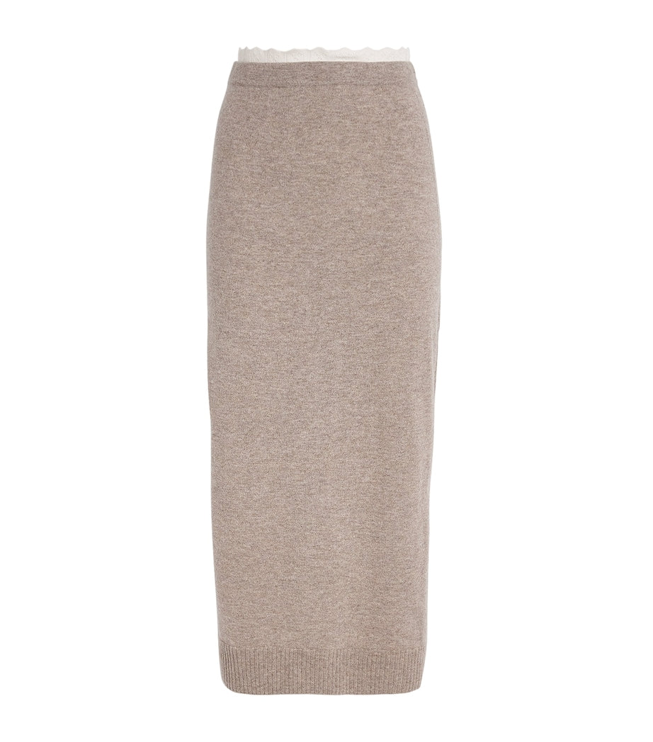 Sandro Paris Wool-Cashmere Midi Skirt