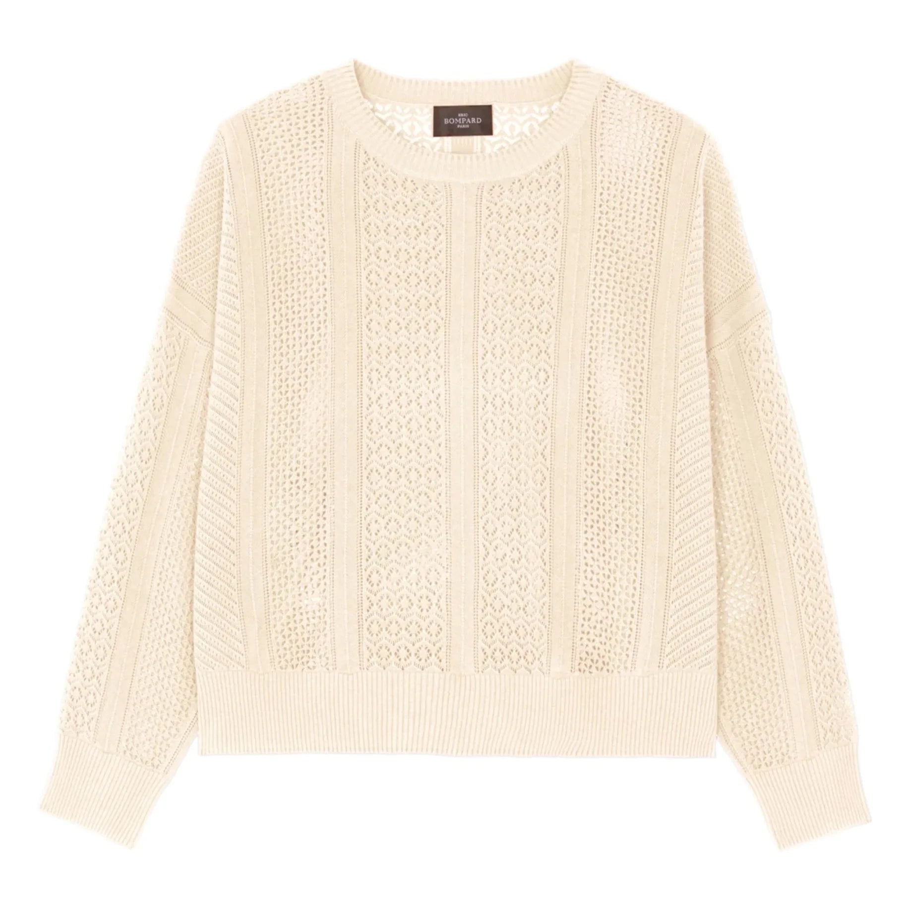 Bompard - Oversize Patchwork Pointelle Silk and Cashmere Sweater | Natural