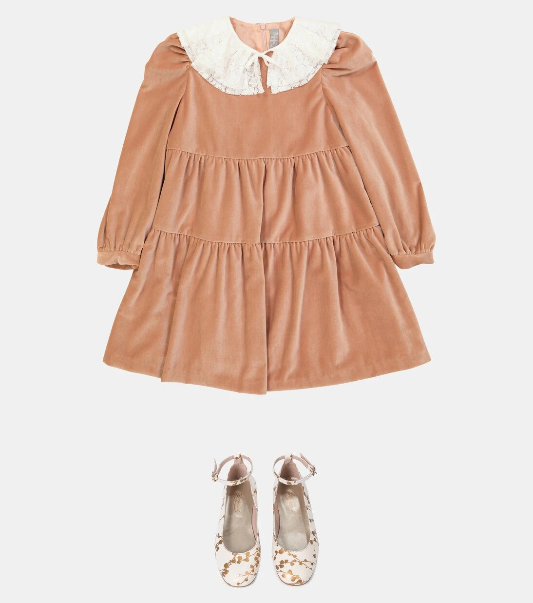Il Gufo - Lace-trimmed velour dress