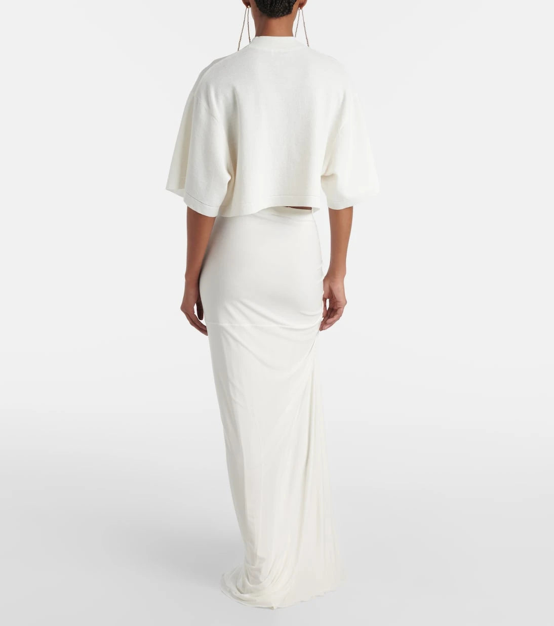 Alaïa - Cropped cotton and wool-blend T-shirt