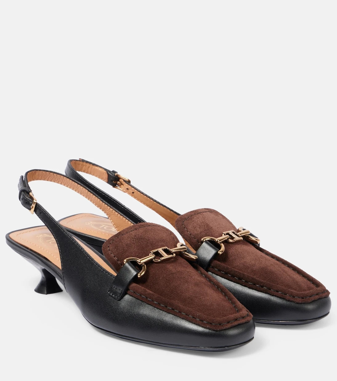 Tod's - 35 leather slingback loafer pumps