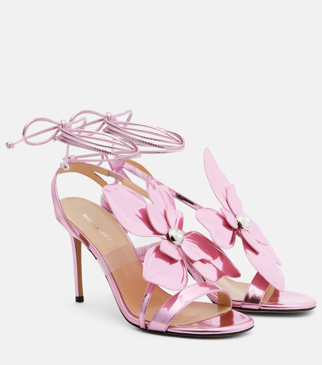 Mach & Mach - Orchid 95 floral-appliqué leather sandals