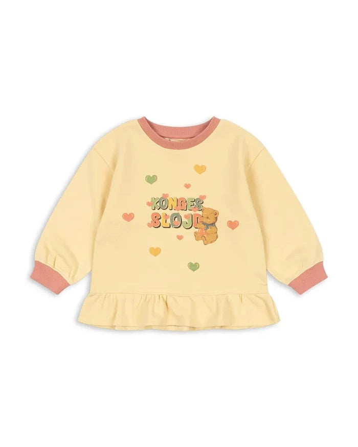 Konges Sløjd çocuk pamuklu sweatshirt SPOTTY FRILL SWEAT GOTS