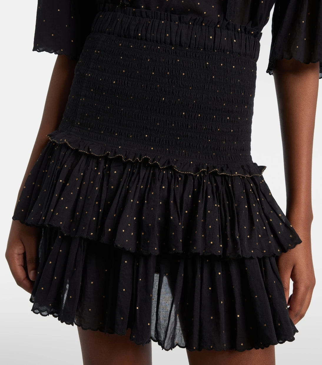 Marant Etoile - Polka-dot embroidered cotton miniskirt