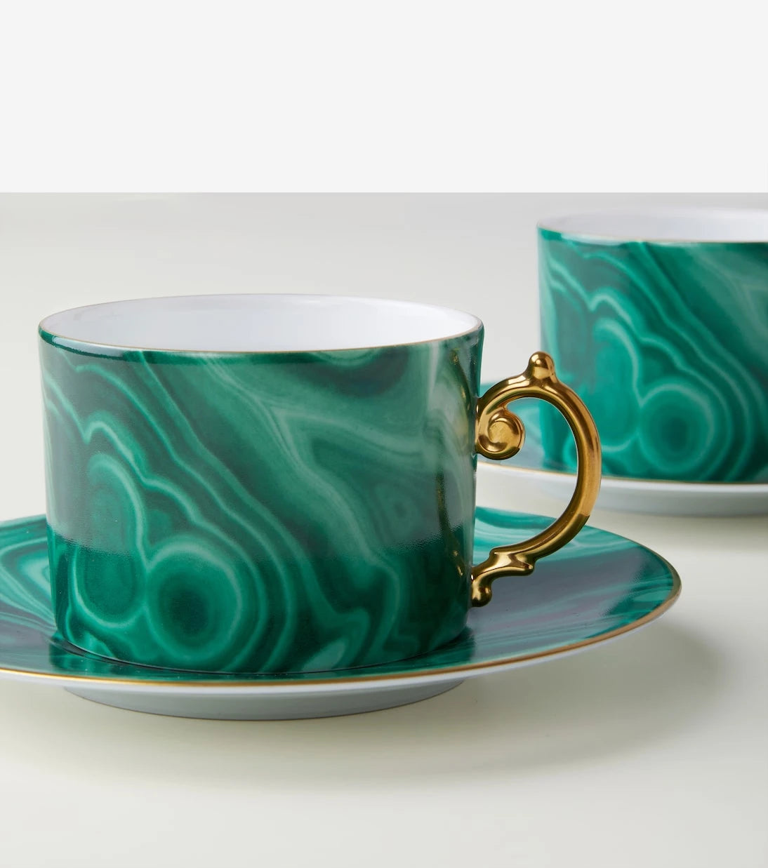 L'Objet - Malachite set of 2 teacups and saucers