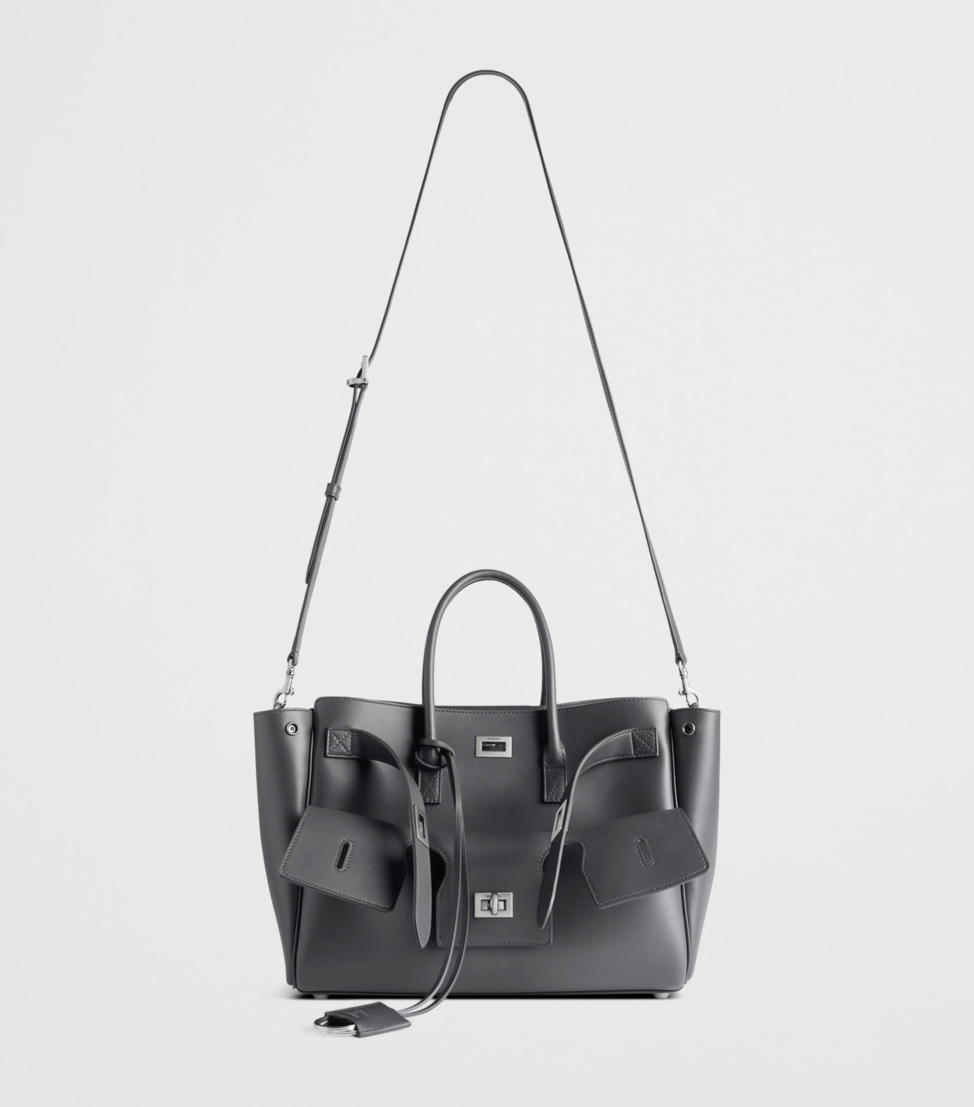 Balenciaga Grey Small Leather Bel Air Carry All Tote Bag