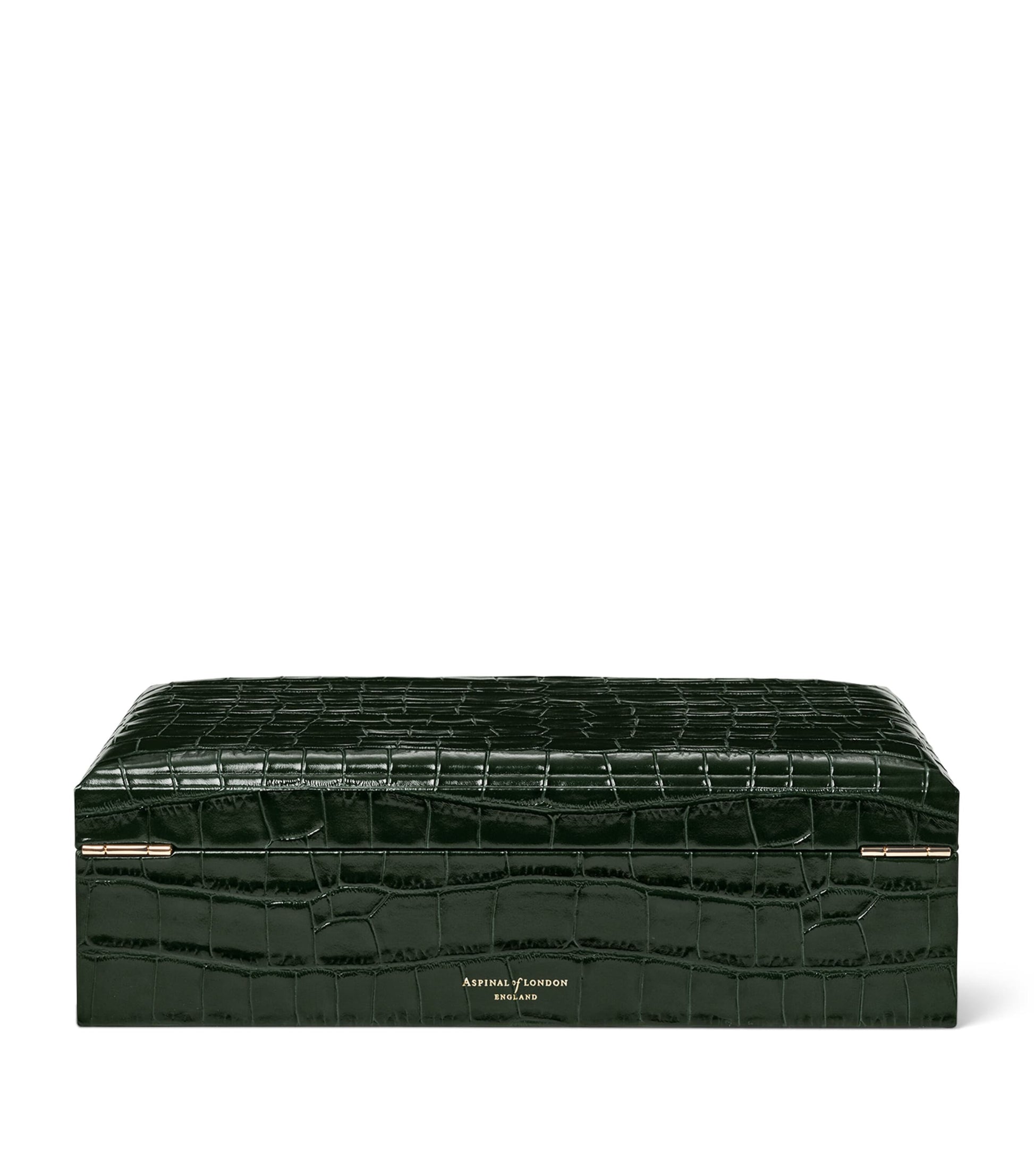 Leather Croc-Embossed Savoy Jewellery Box