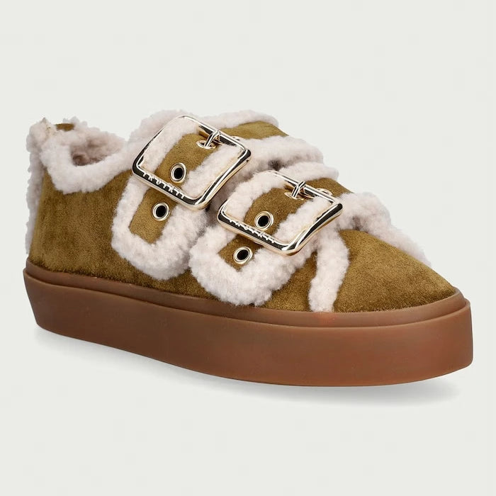 Inuikii Shearling Low Velcro Buckle süet kadın sneaker