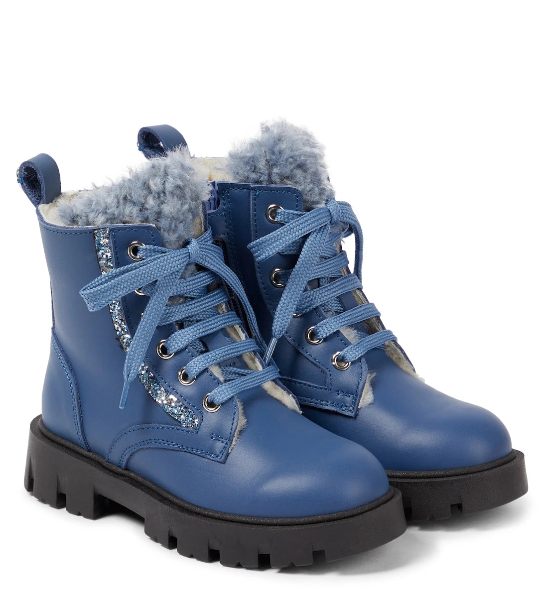 Monnalisa - Shearling-lined leather ankle boots