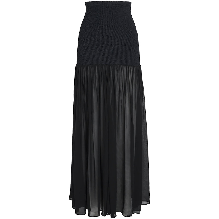 Hunza G Black Hybrid Maxi Skirt