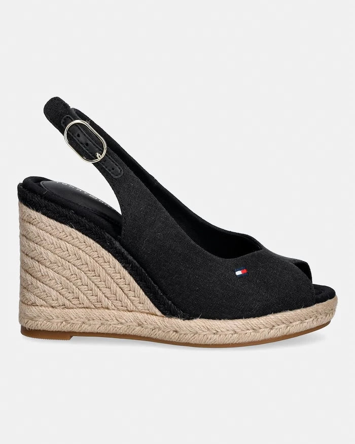 Tommy Hilfiger eğimli platformlu sandalet FLAG HIGH WEDGE ESPAD SLINGBACK