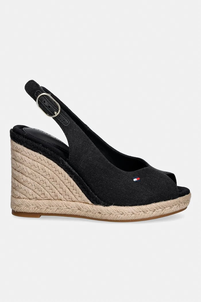Tommy Hilfiger eğimli platformlu sandalet FLAG HIGH WEDGE ESPAD SLINGBACK