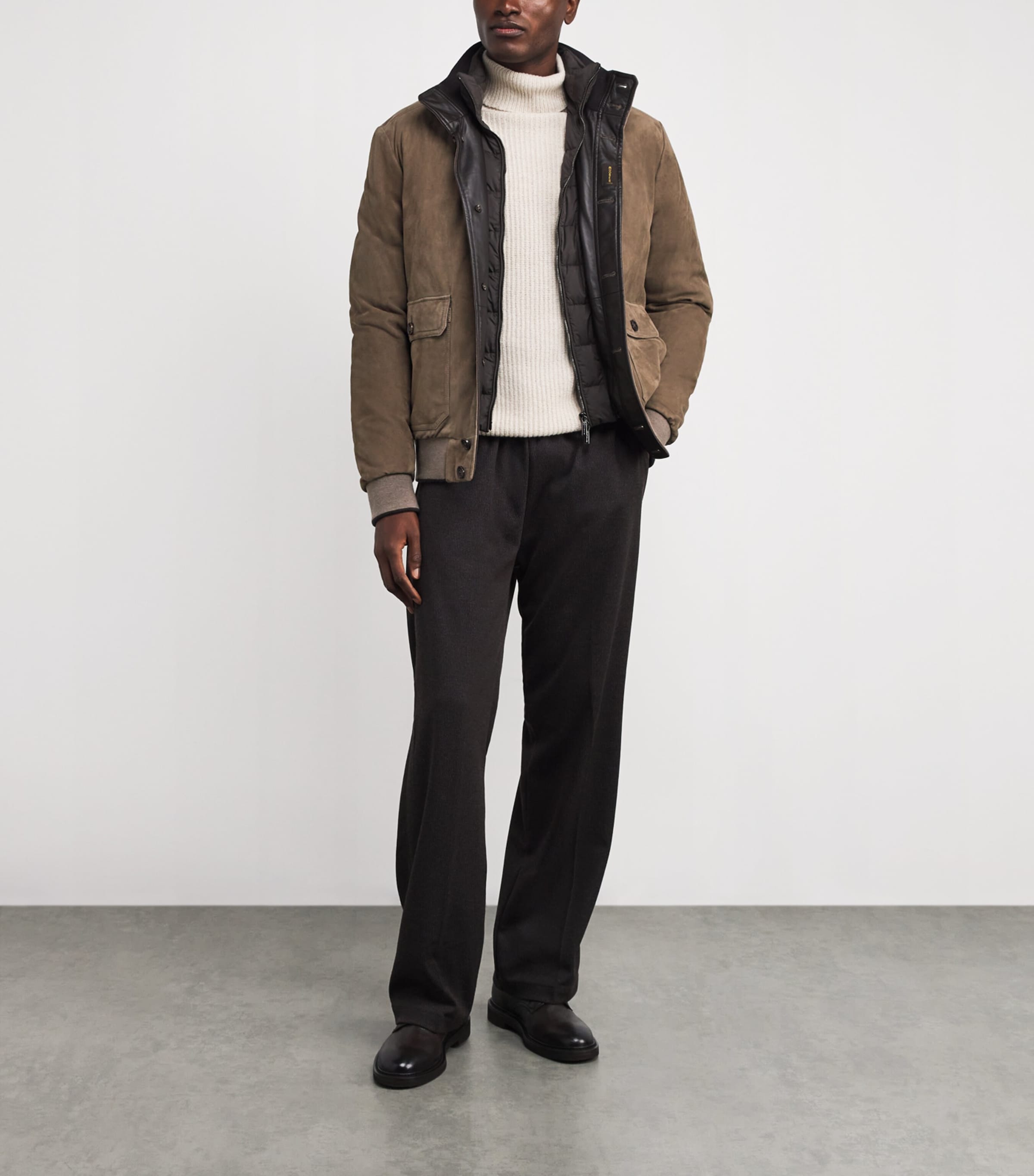 Grey Suede Down Adelsio Bomber Jacket