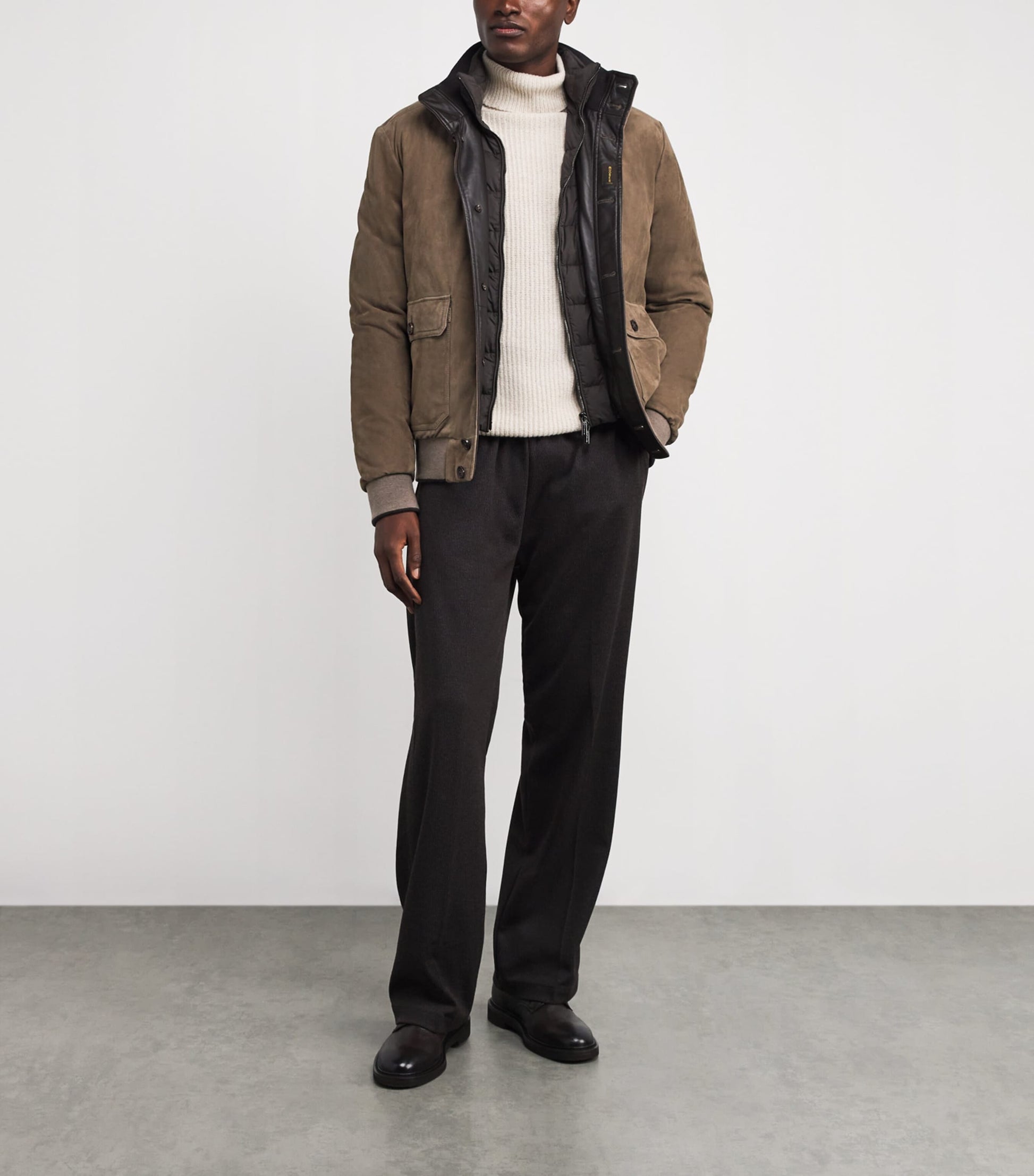 Grey Suede Down Adelsio Bomber Jacket