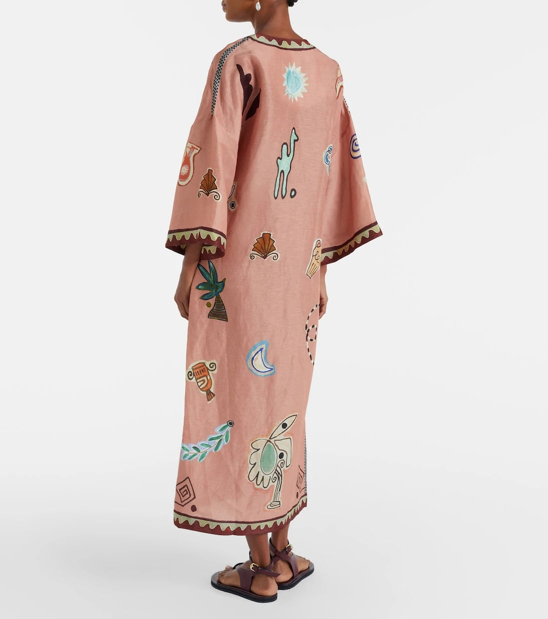 Alémais - Linen and silk-blend wrap midi dress