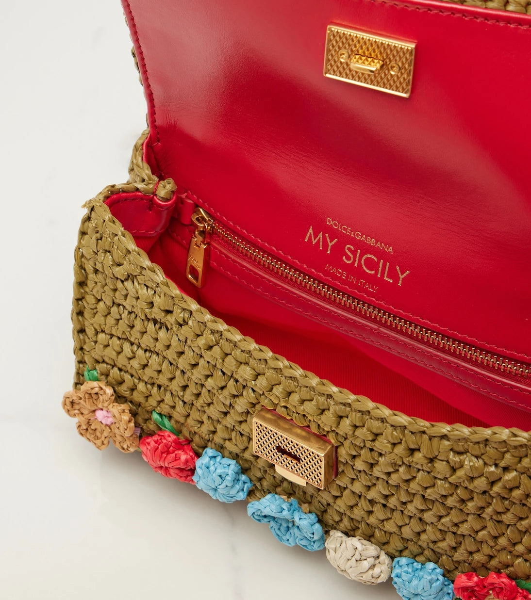 Dolce&Gabbana - My Sicily Mini rafya görünümlü saplı çanta