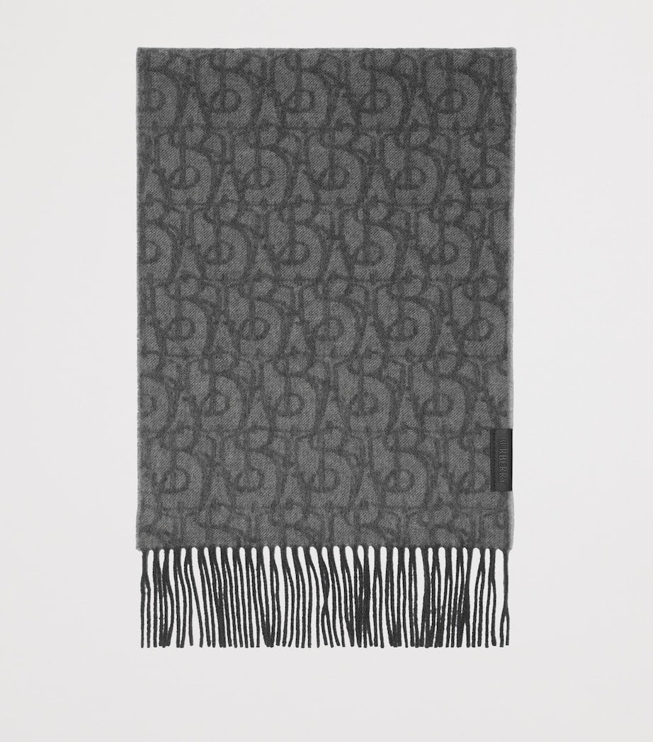 Burberry Grey Cashmere B Charm Scarf