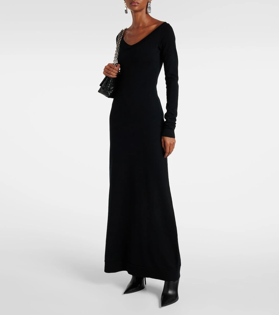 Balenciaga - فستان ماكسي من مزيج الصوف