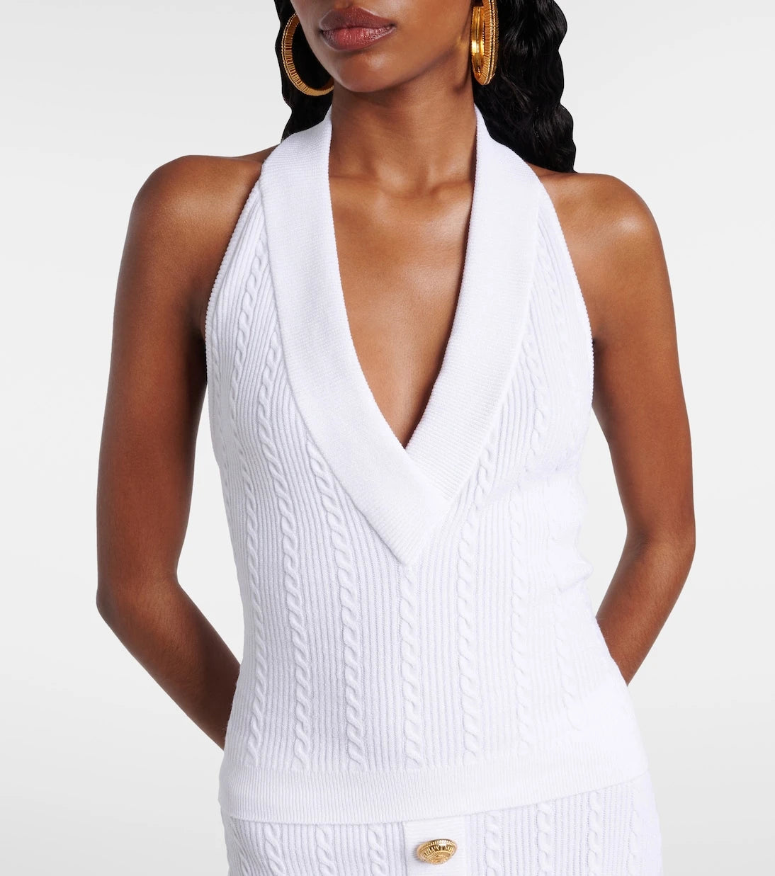 Balmain - Cable-knit halterneck top