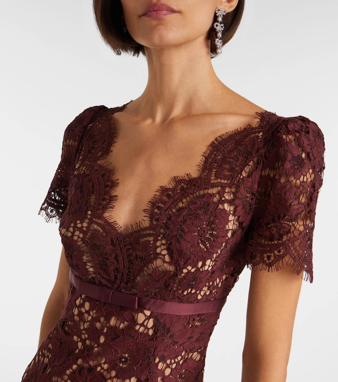 Self-Portrait - Floral lace midi dress