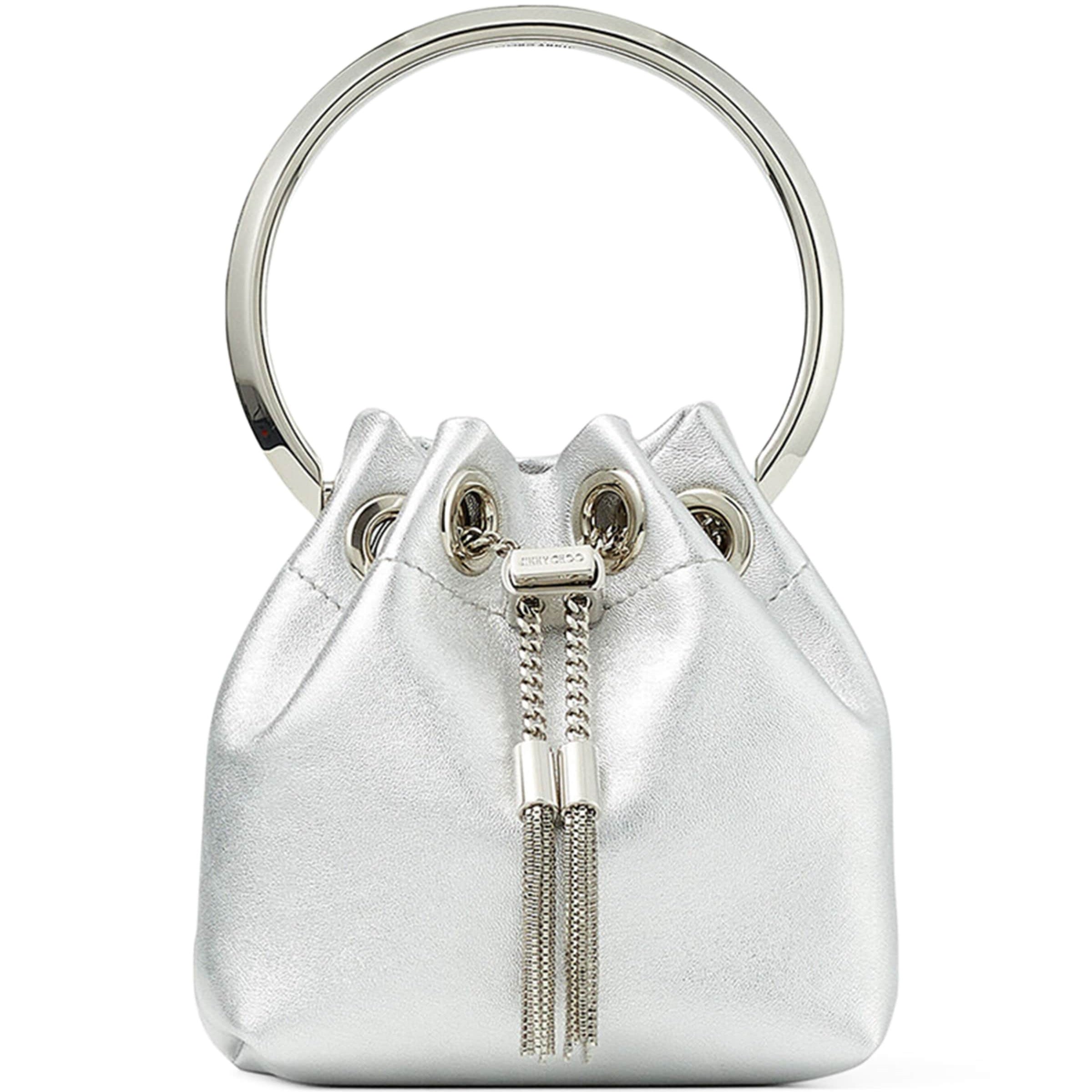 Jimmy Choo Silver Micro Bon Bon Top-Handle Bag
