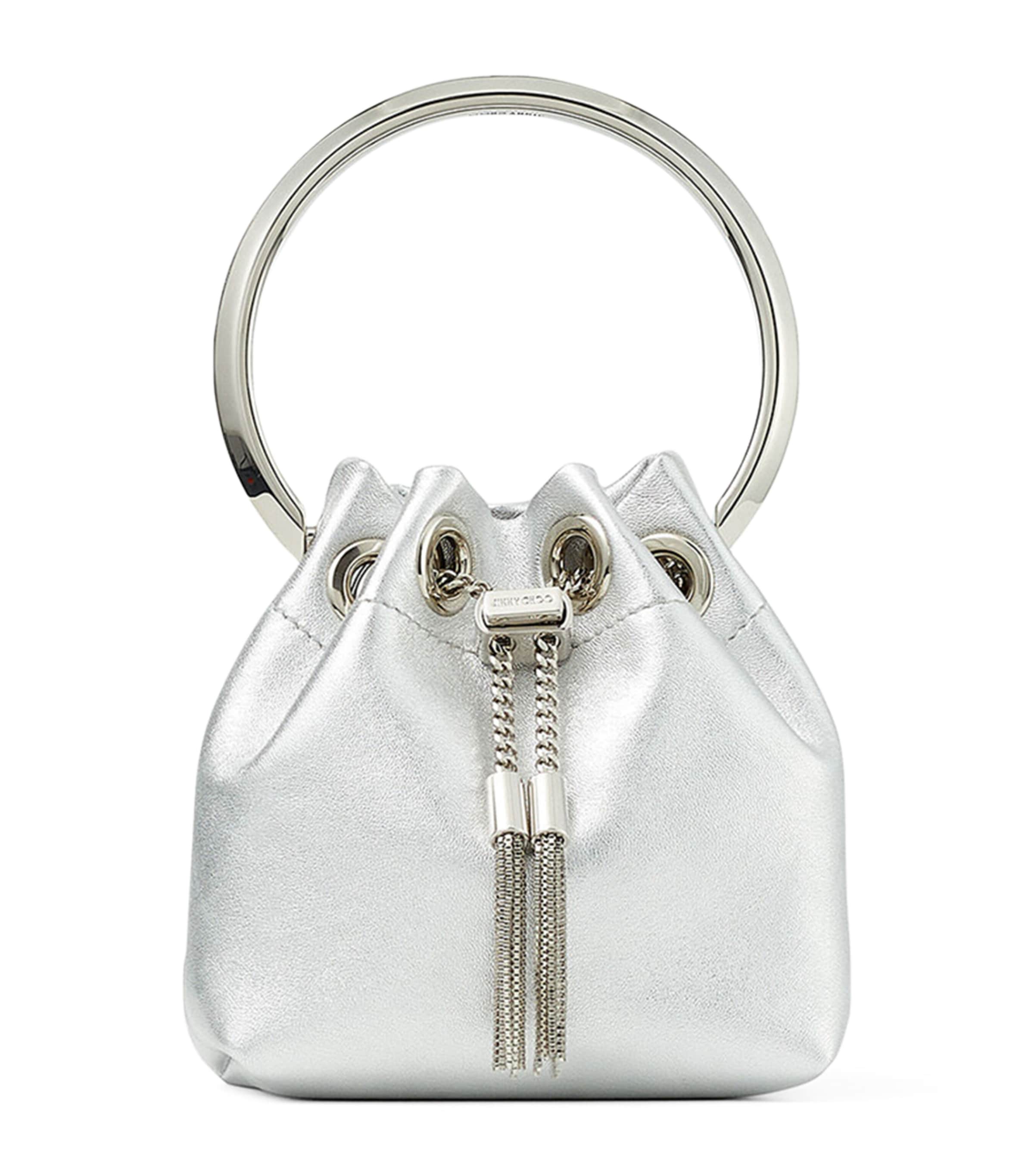 Jimmy Choo Silver Micro Bon Bon Top-Handle Bag