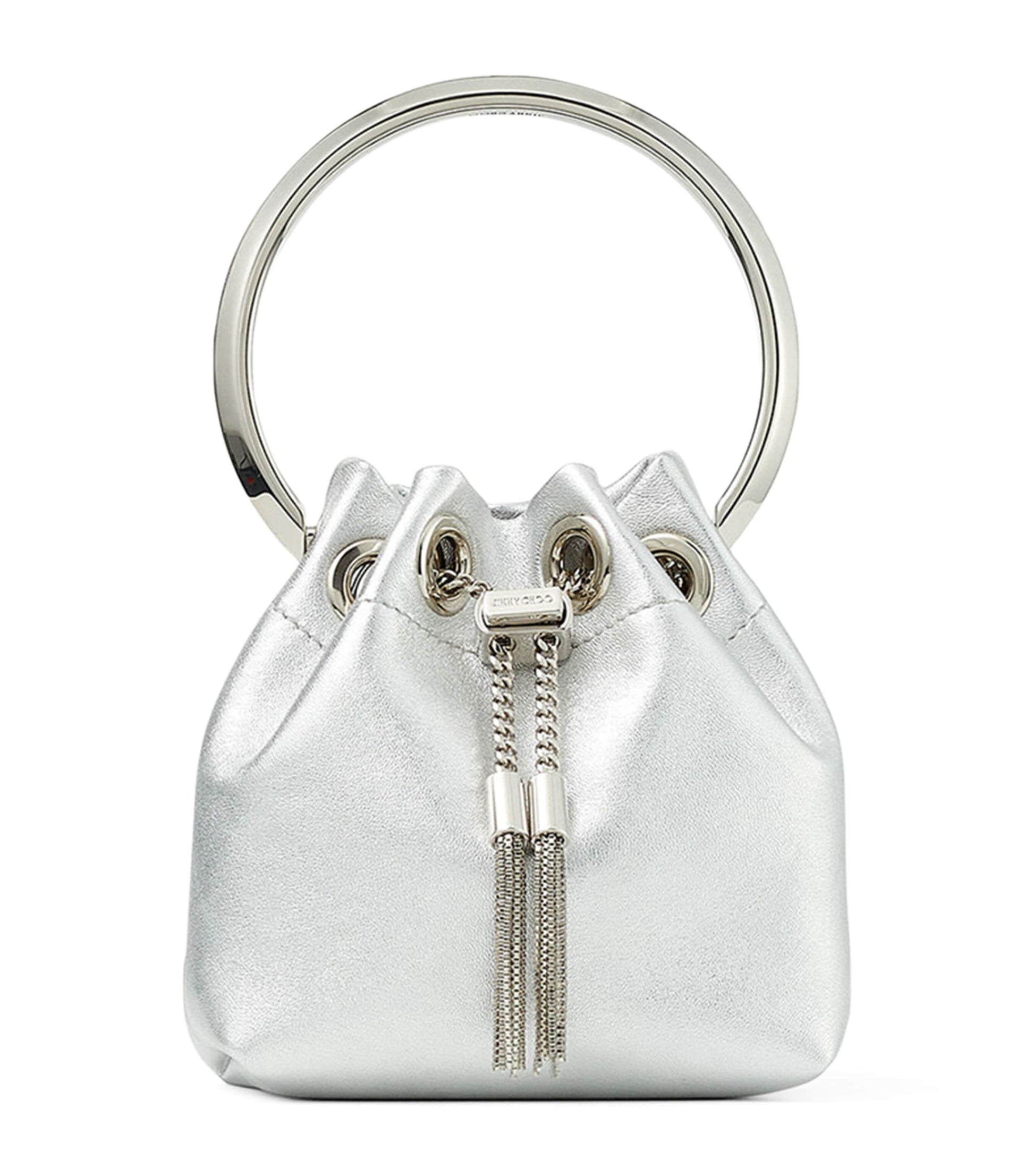 Jimmy Choo Silver Micro Bon Bon Top-Handle Bag