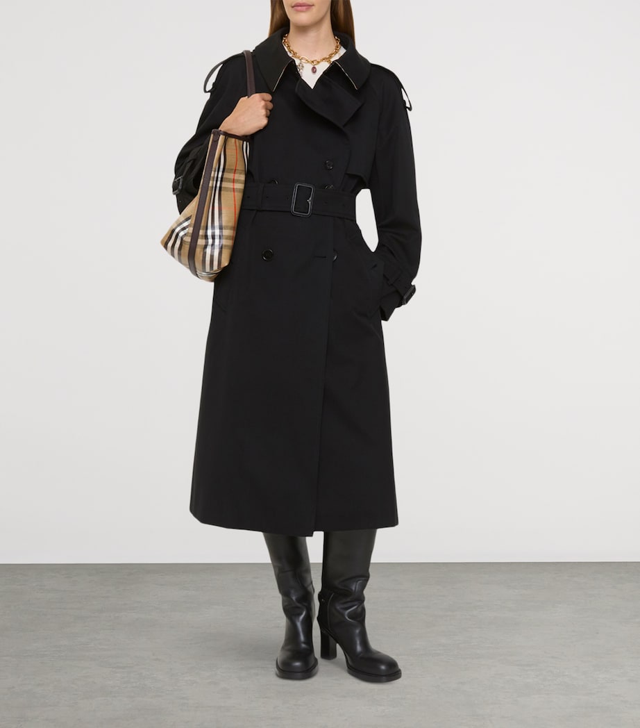Burberry Black Gabardine Fitzrovia Long Trench Coat