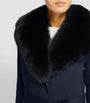 Yves Salomon Blue Cashmere-Wool Fox Fur-Trim Coat