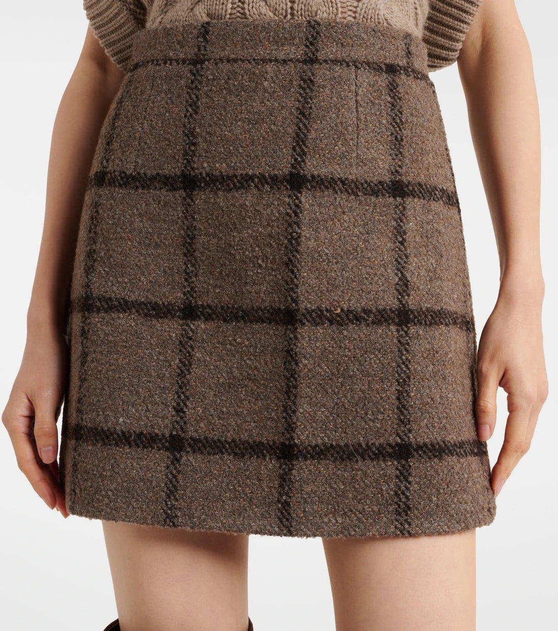 Patou - Checked wool-blend tweed miniskirt