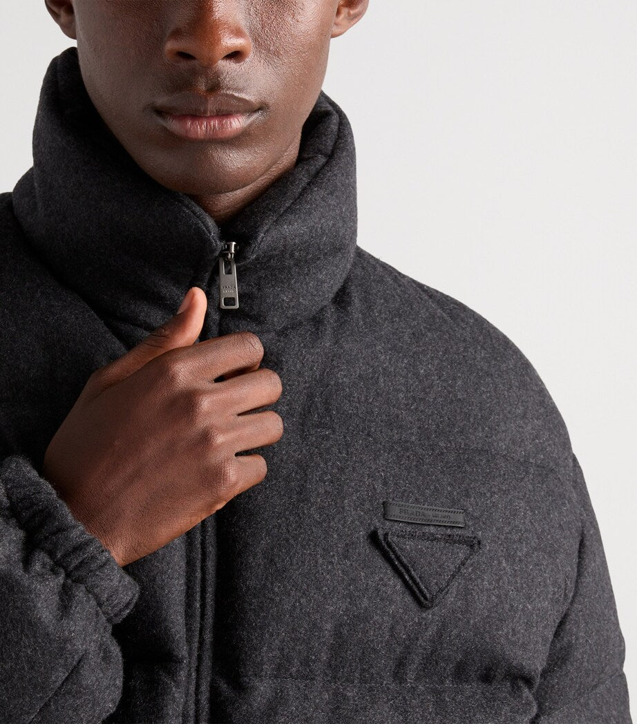 Prada Grey Cashmere-Down Puffer Coat