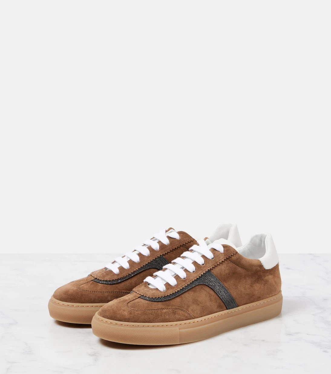 Brunello Cucinelli - Embellished suede sneakers