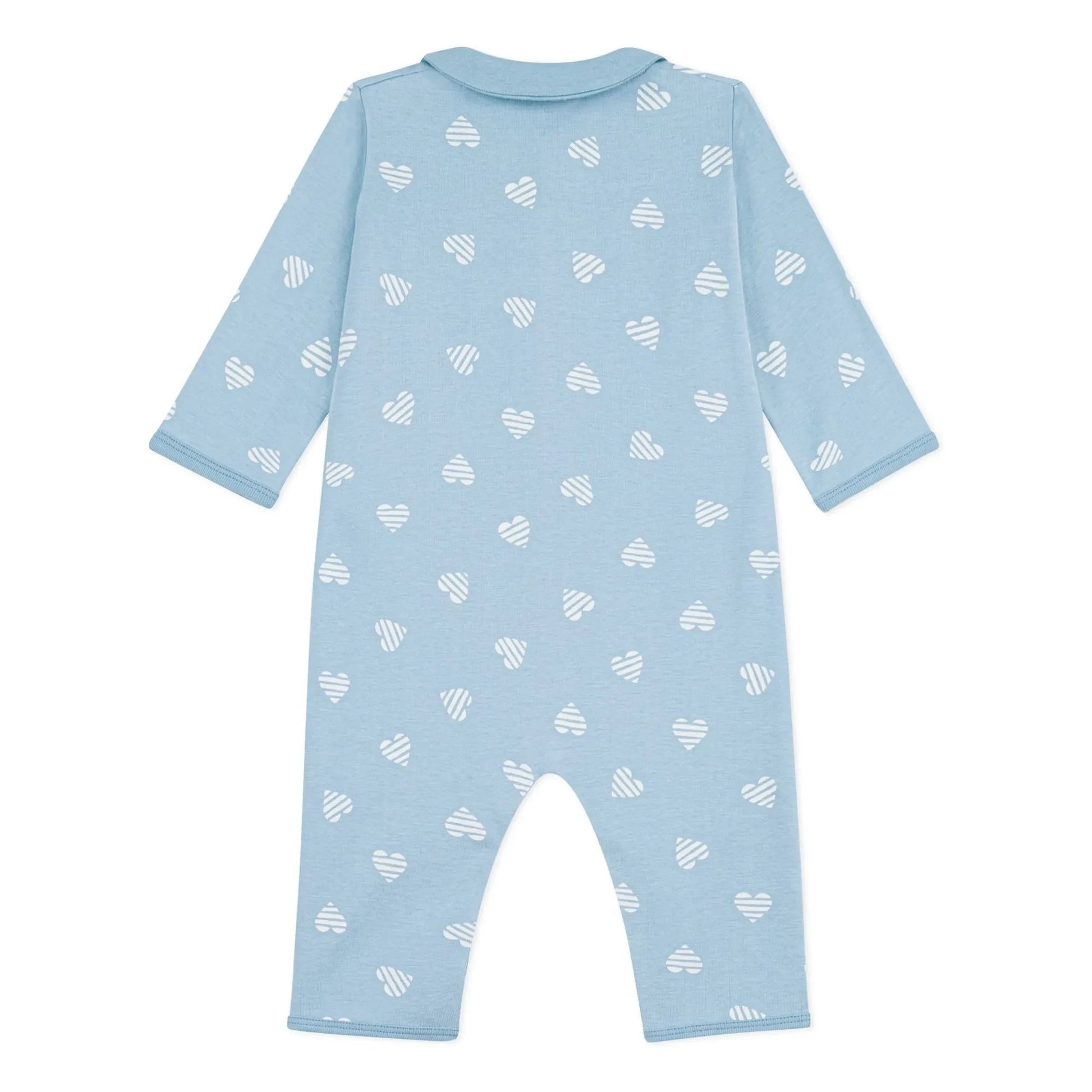 Petit Bateau - Sleep Well Striped Hearts Pyjamas | Light blue