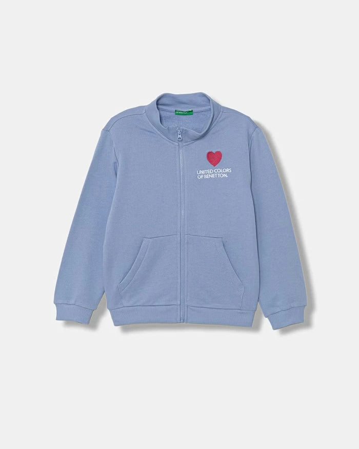 United Colors of Benetton fermuarlı çocuk pamuklu sweatshirt