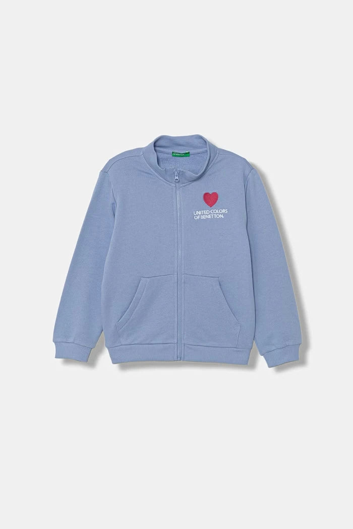 United Colors of Benetton fermuarlı çocuk pamuklu sweatshirt