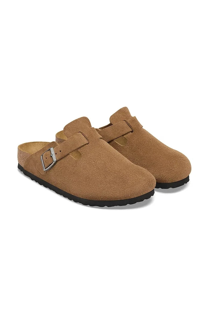 Birkenstock чехли сабо от велур Boston Suede Leather