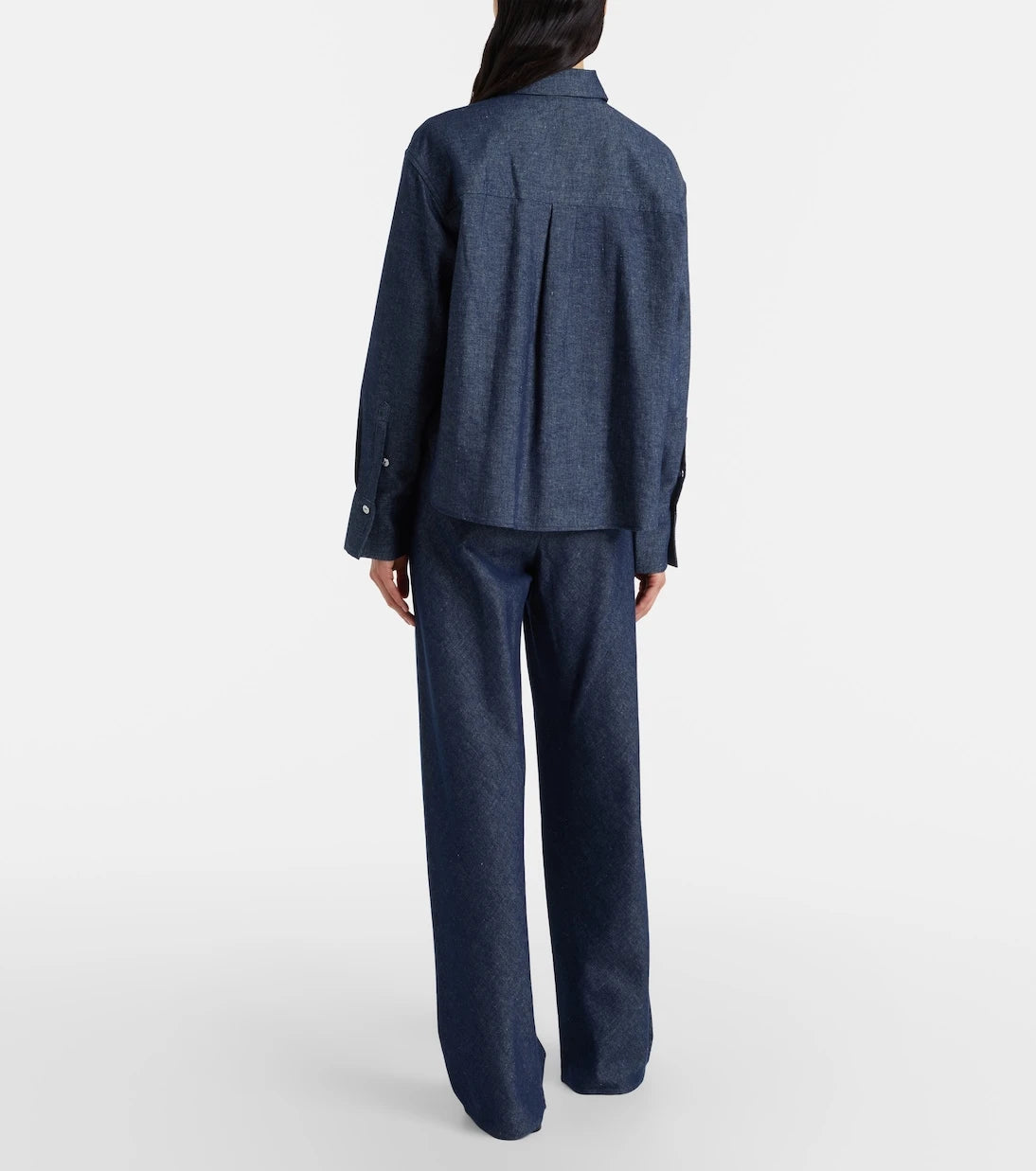 Vince - Colette cotton and linen chambray wide-leg pants