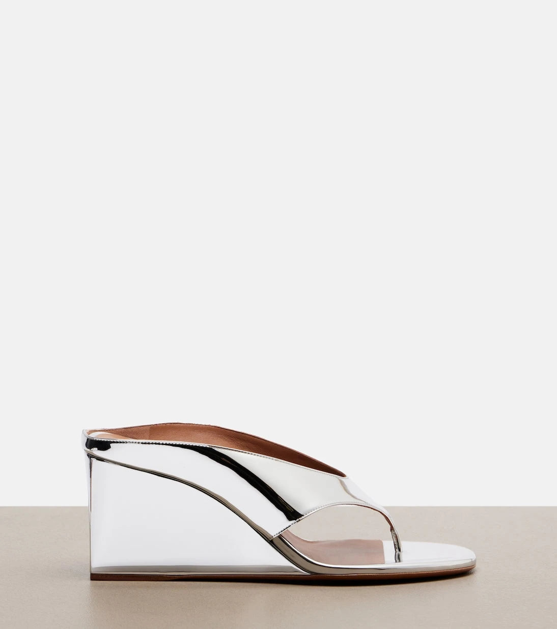 Alaïa - Cube mirrored wedge thong sandals