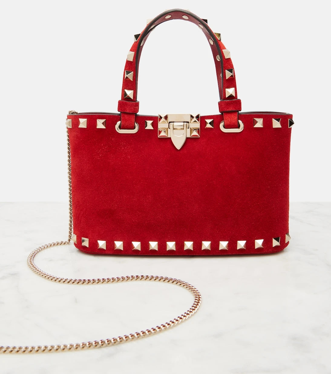 Valentino Garavani - Rockstud Mini suede top-handle bag