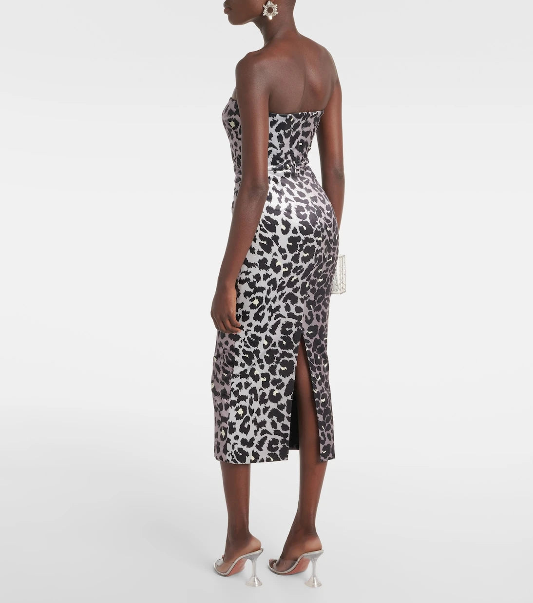 Alex Perry - Leopard-print strapless velvet midi dress