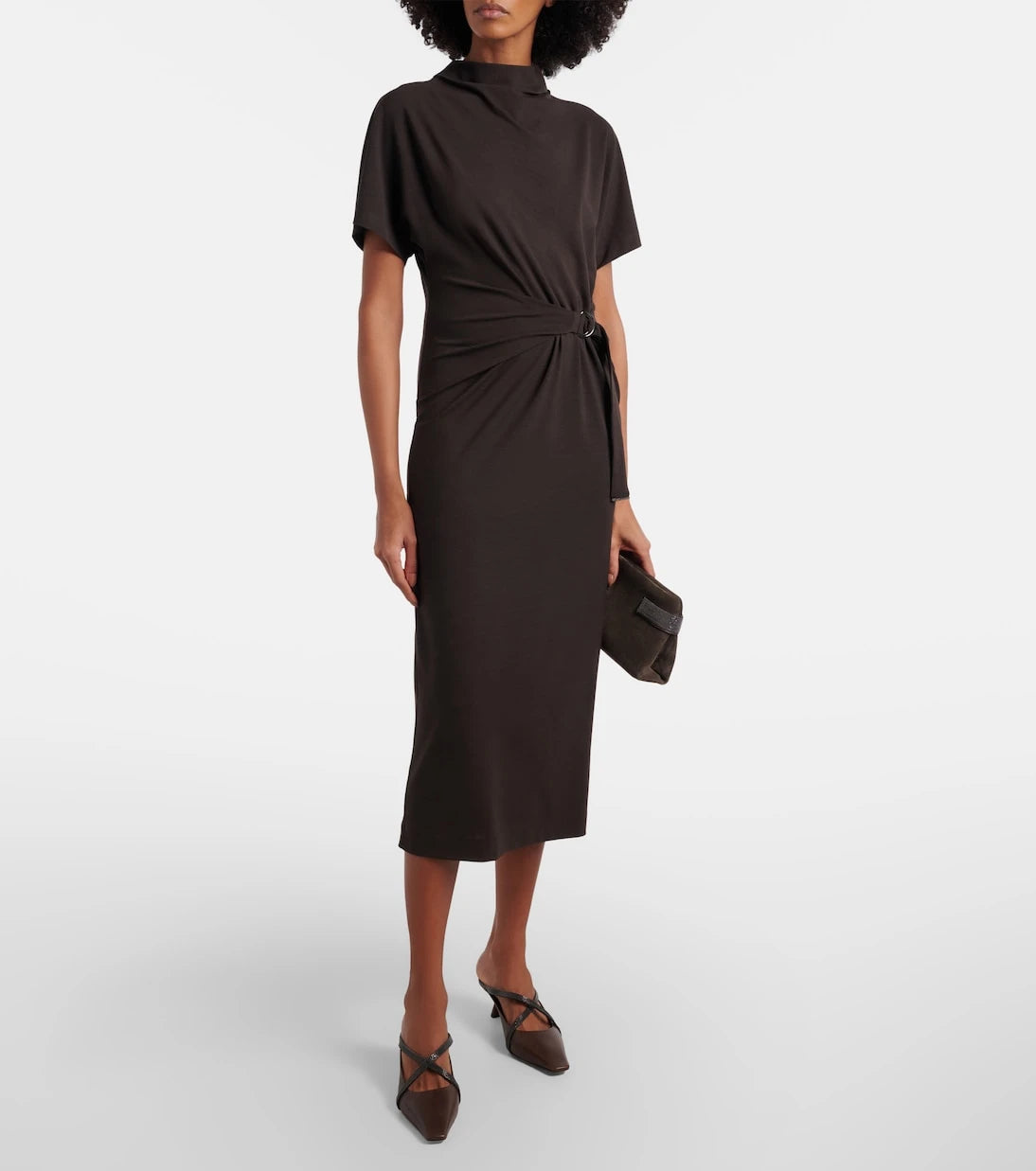 Brunello Cucinelli - Gathered jersey midi dress