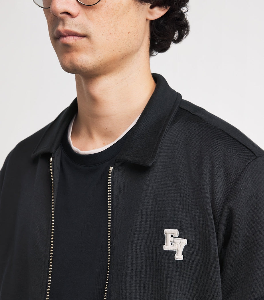 Eleventy Black Cotton-Blend Logo Track Jacket