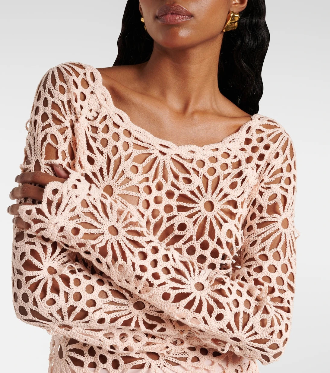 Norma Kamali - Crochet cotton-blend top