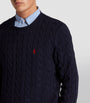 Navy Cotton Cable-Knit Sweater