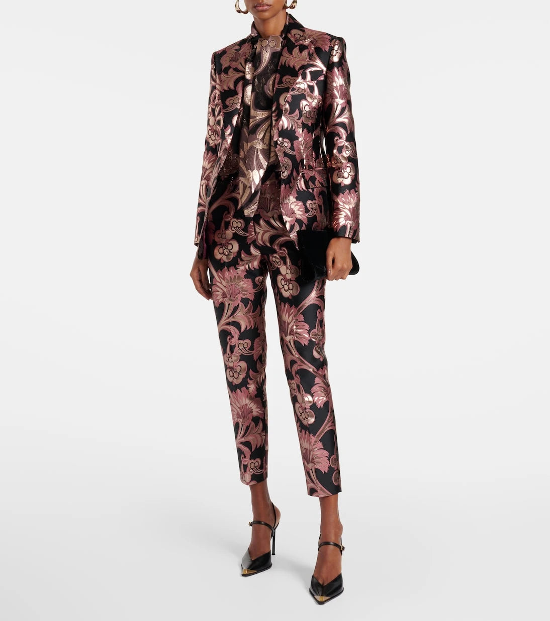 Etro - Semi-sheer tie-neck lamé blouse