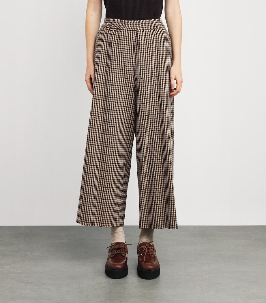 Weekend Max Mara Purple Virgin Wool-Cotton Houndstooth Trousers