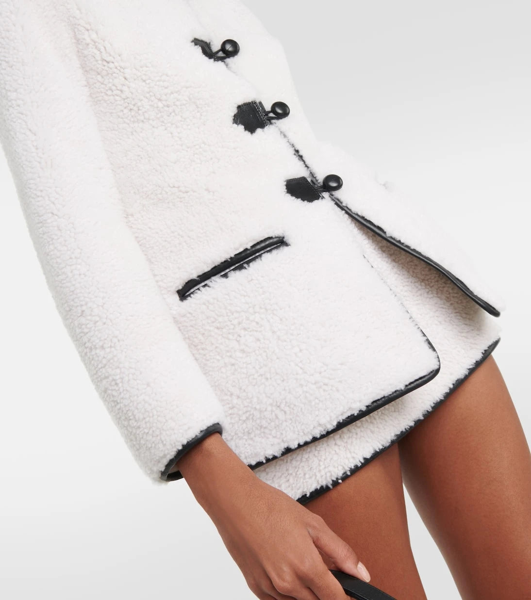 Blancha - Leather-trimmed shearling jacket