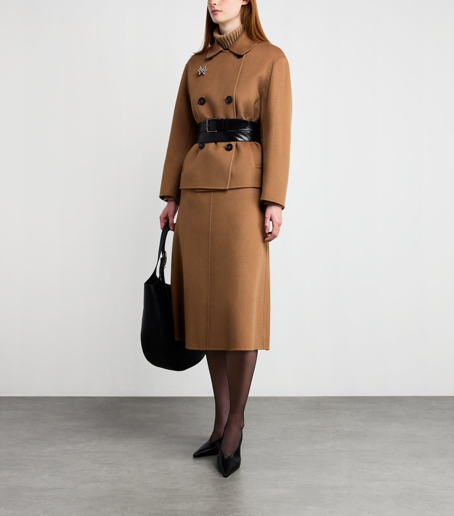 Max Mara Beige Virgin Wool Midi Skirt