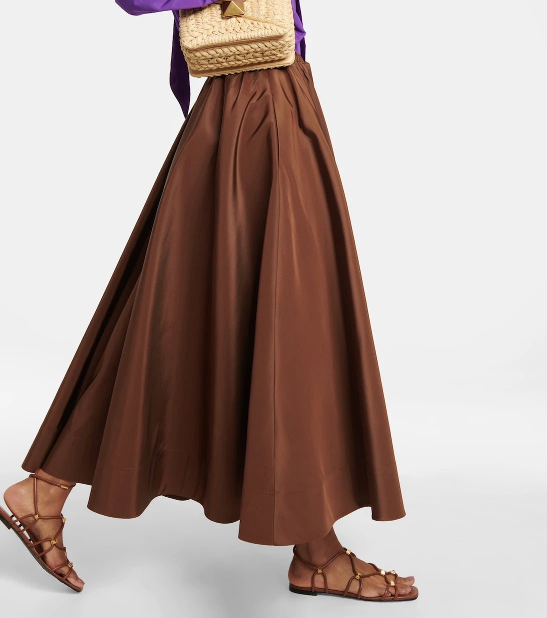 Valentino - Pleated silk midi skirt